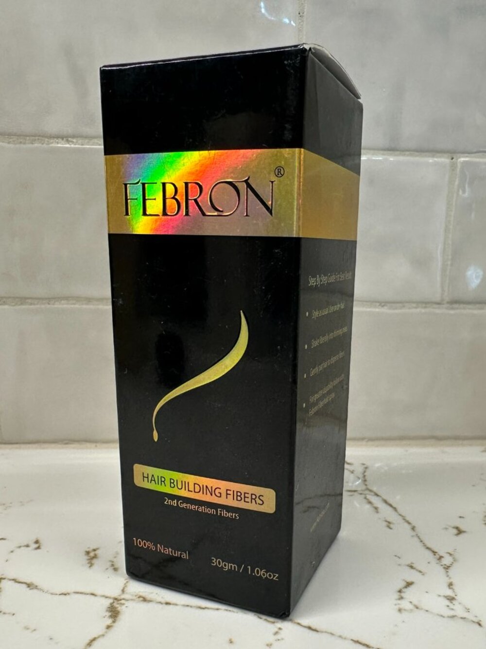NEW IN BOX Febron Hair Building Fibers Dark Brown 100% Natural